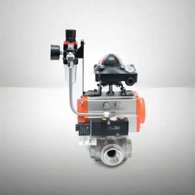 High pressure flange stainless steel pneumatic three way 3 way ball valves