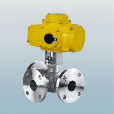 Mini three way Class150 flange stainless steel 304 electric actuator ball valve
