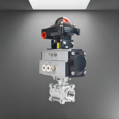 DN25 Stainless Steel Three Pieces with Actuator Pneumatic Ball Valve