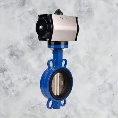 DN 100 Wafer butterfly valve pneumatic actuator solenoid valve