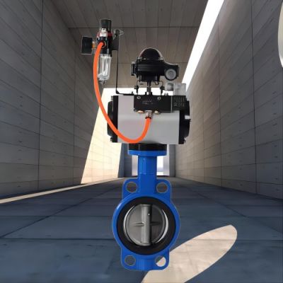 Ductile Iron Soft Seal Pneumatic Actuator Butterfly Valve